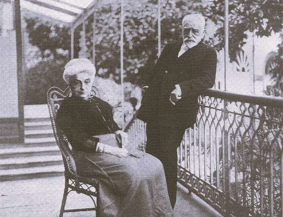 D. Eugenio Montero Ríos y su esposa, doña Avelina Villegas, en su casa veraniega de Lourizán, Pontevedra (J. Pintos, 1912)